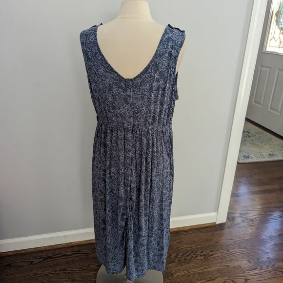 Blue Floral Maternity Breastfeeding Nursing Nightgown - Picture 4 of 7